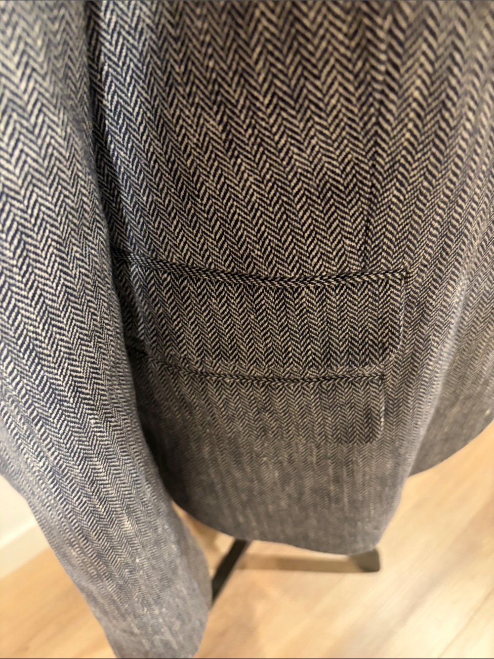 J. Crew Blue Herringbone Women's Blazer with two Gold Buttons - Picture 2 of 10